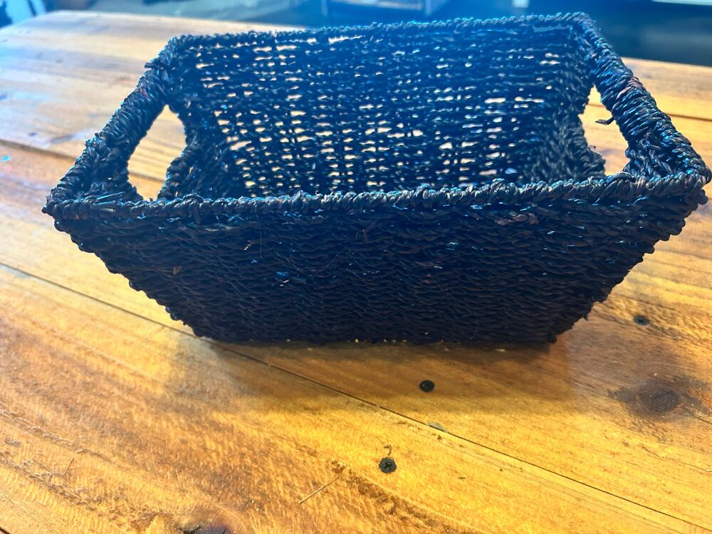 Dark Brown Woven Storage Basket Rectangle Decorative Basket Farmhouse Decor